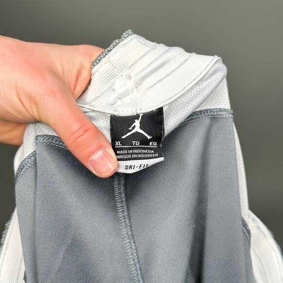 Vintage Jordan Sweatpants Grey Polyester White Jumpman Baggy Wide Leg Flare 90s - Picture 5 of 5